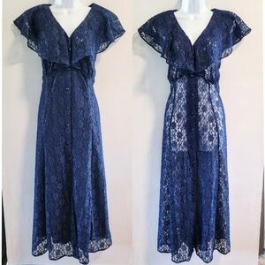 18 VTG 90s 3-1 Lace Boho Cottagecore Slip Duster Dress Ruffle Sarah Richards